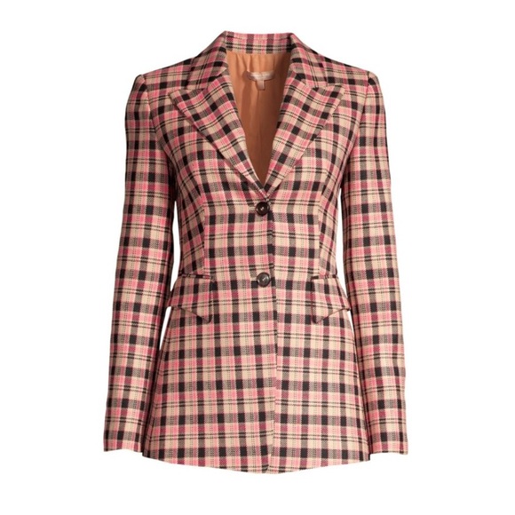 Michael Kors Collection - Plaid Wool Blazer - Rosewood - Picture 3 of 16